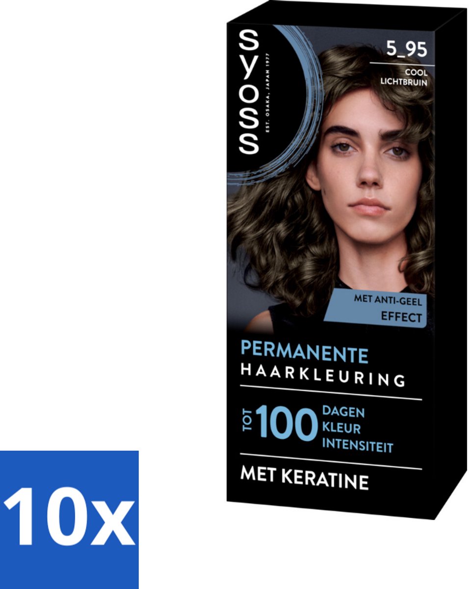 10 x SYOSS - Permanent Coloration 5-95 - Haarverf - Permanente Haarkleuring - Cool Lichtbruin - Grijsdekking - Vermindert Haarbreuk - Haarverf - Permanent Coloration - Cool Lichtbruin - Grijsdekking - Haarverf Met Keratine