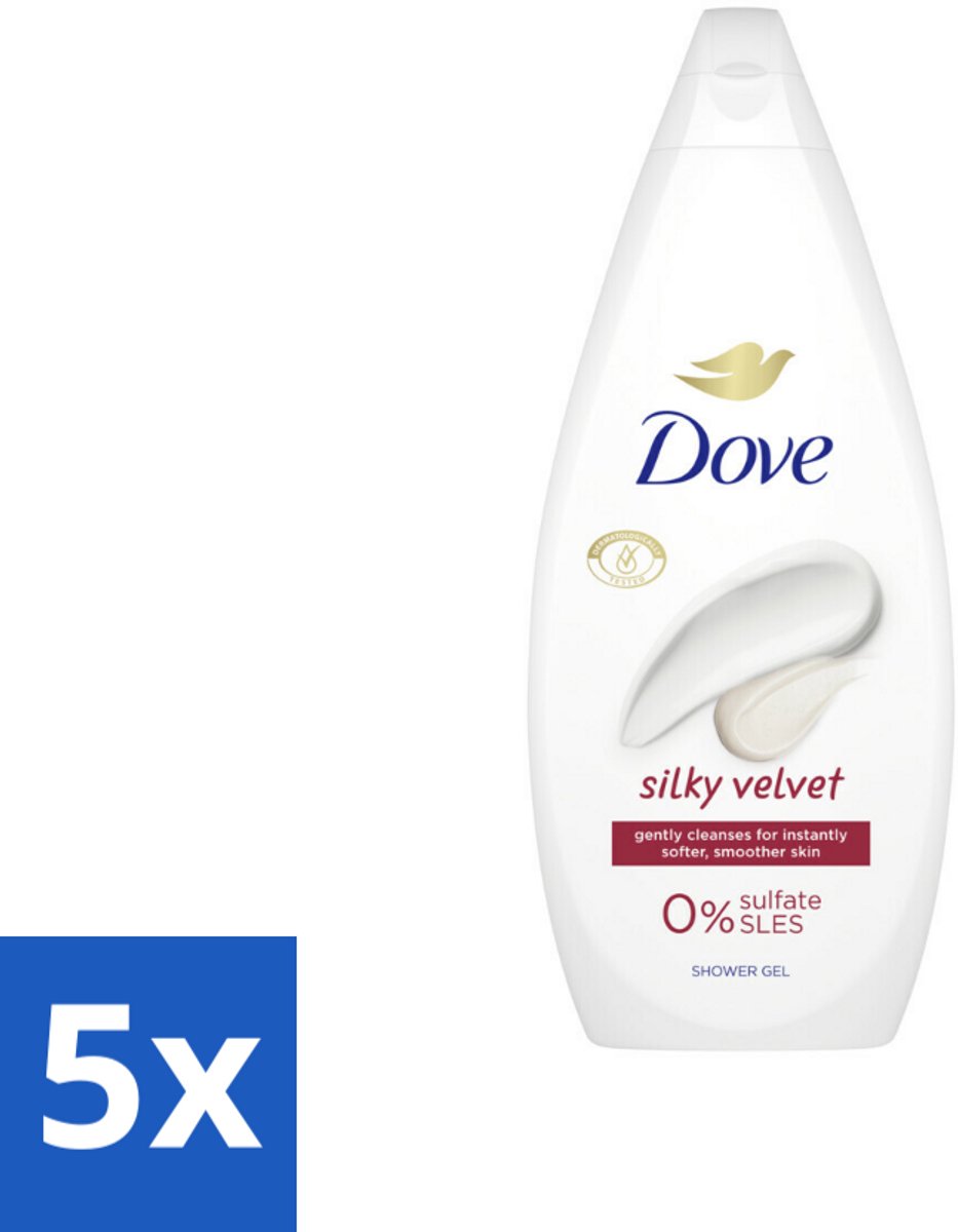 5 x Dove Douchecrème - Silky Velvet - 720 ml - Douchegel - Droge Huid - Silky Velvet - Zachte Reiniging - Dermatologisch Getest