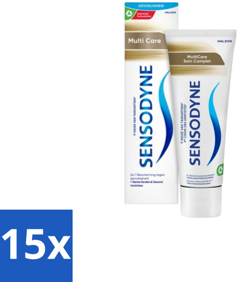 15 x Sensodyne - Tandpasta - MultiCare - Complete Tandverzorging - 75 ml - Gevoelige Tanden - Tandpasta - Tandverzorging - Tandplak - Tandvlees