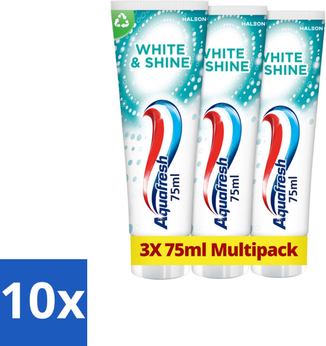 10 x Aquafresh White & Shine Tandpasta - Voordeelverpakking - 3 tubes - Witte Tanden - Tandpasta - Tanden Witschijnen - Glansgeven - Tanden Reinigen