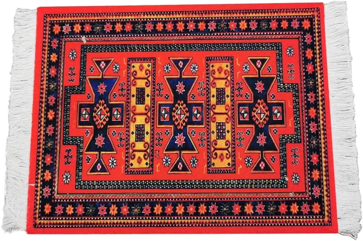 Muismat mini tapijt Perzisch 28x18 cm - Oosterse stijl - kwastafwerking - voor een stijlvolle werkplek - ShopVlot