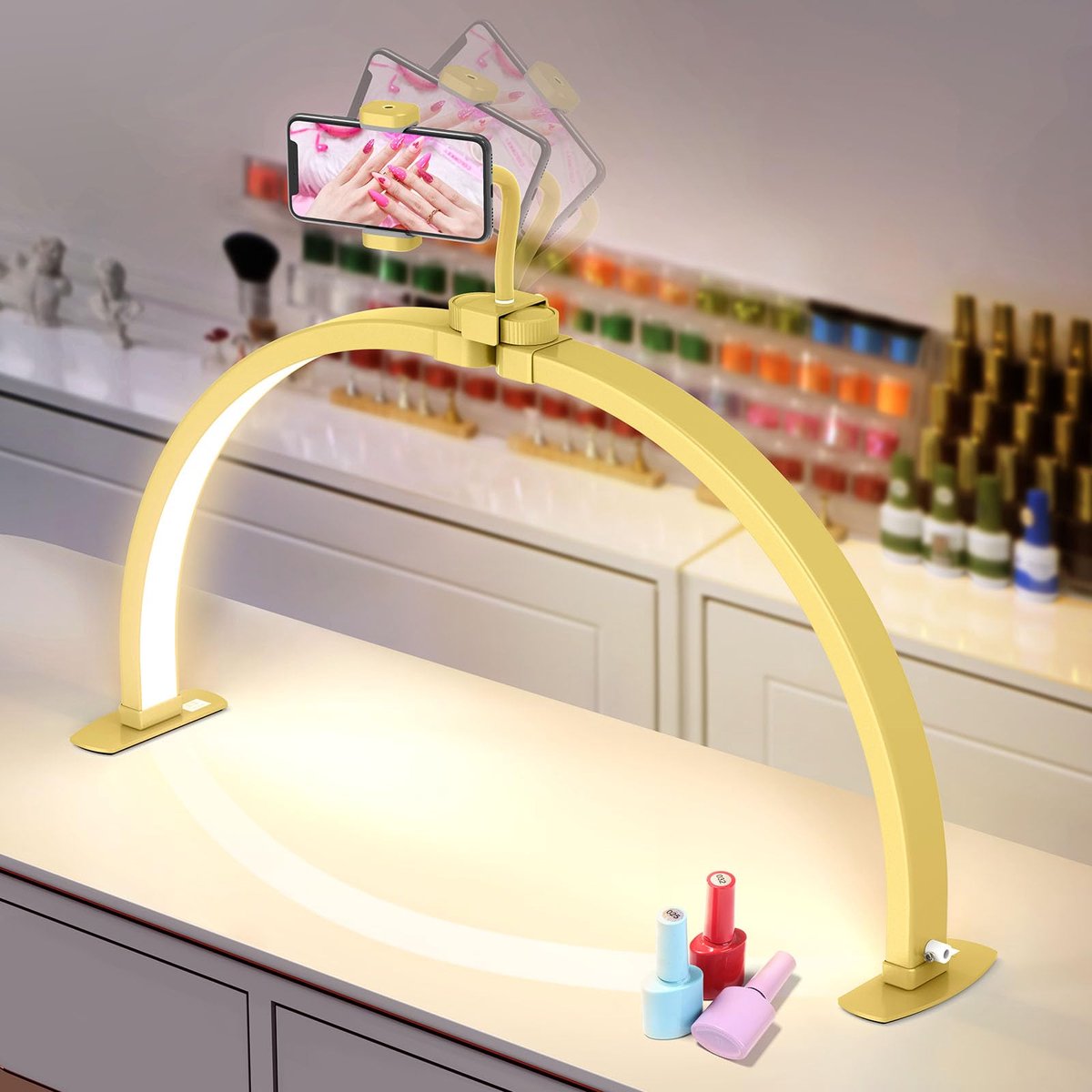 Halve maanlamp voor nagels - 29'' LED wimpers lamp - 3 kleurmodi en 10 helderheidsniveaus - ideaal voor nagelstudio - ShopVlot