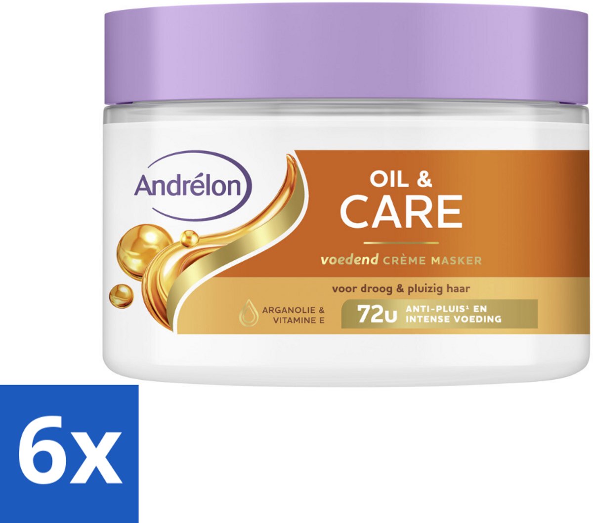6 x Andrélon – Crème Haarmasker – Oil & Care – 300 ml - Haarmasker - Droog Haar - Pluisvrij Haar - Gezond Haar - Glanzend Haar