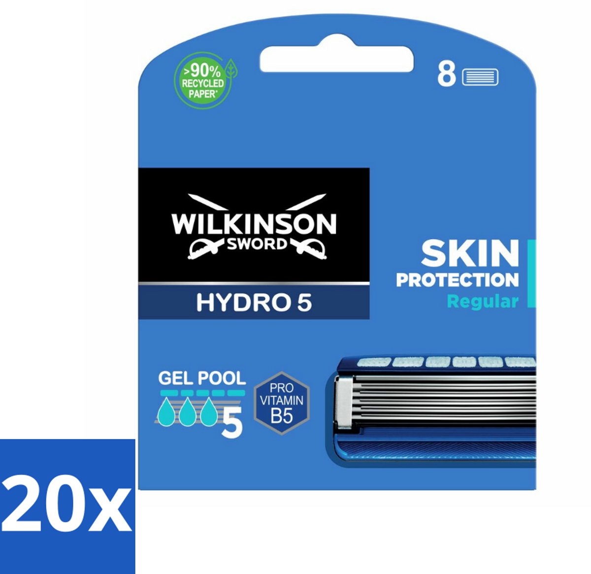 20 x Wilkinson Sword - Navulmesjes - Hydro 5 Skin Protection - Beschermend - 8 mesjes - Scheermesjes Mannen - Huidbescherming - Scheren Zonder Irritatie - Hydro 5 Skin Protection - Ultra Glide Mesjes