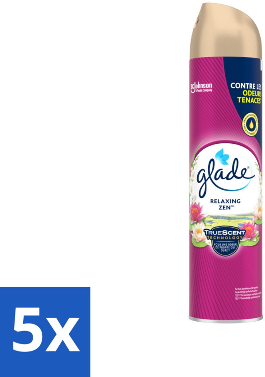 5 x Glade - Luchtverfrisser Spray - Relaxing Zen - 300 ml - Luchtverfrisser Spray - Ontspannende Geur - Frisse Geur - Sandelhout - Appel