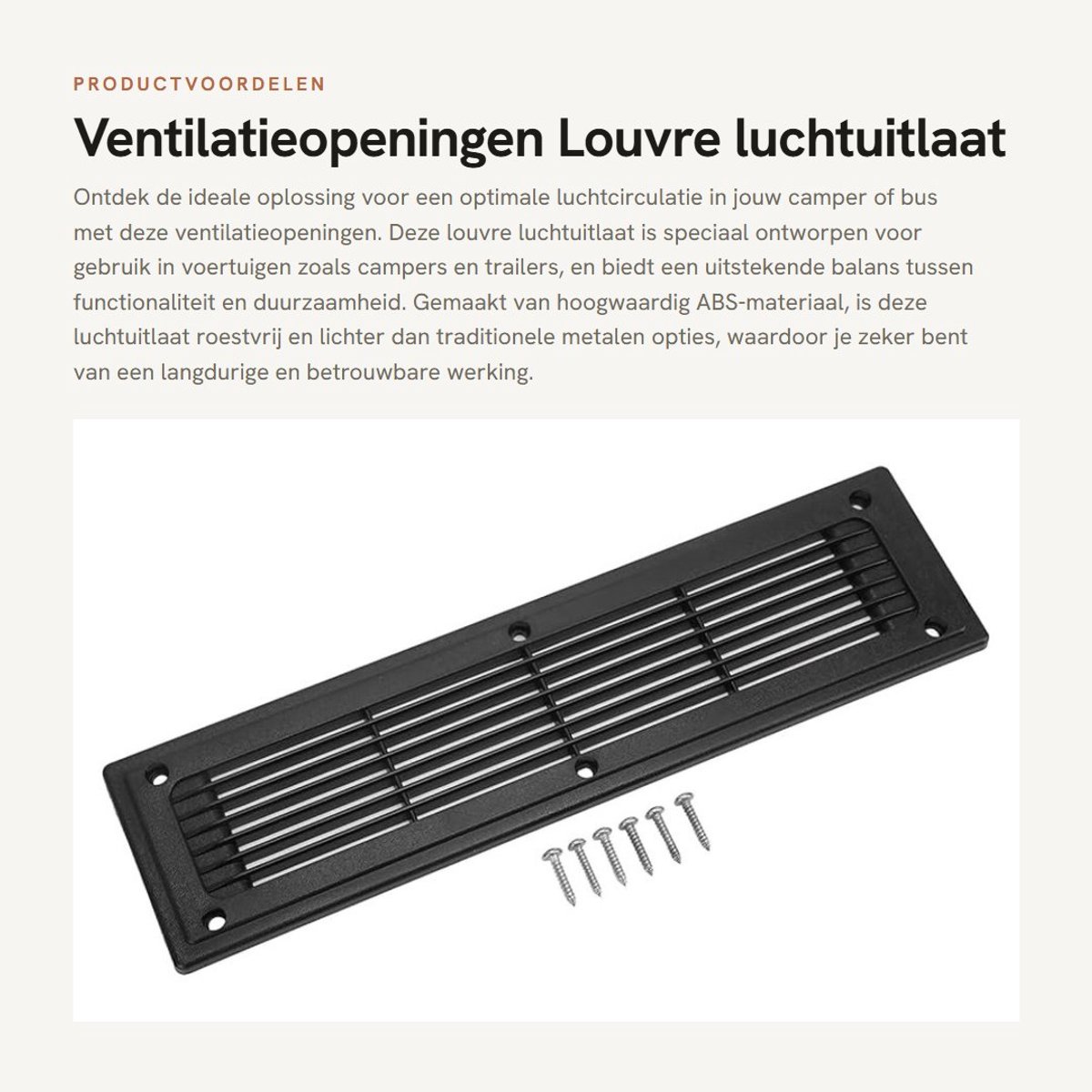 Dailygoods- Ventilatiepaneel 300x80mm - Ventilatie - Luchtuitlaat - Schroefmontage - Duurzaam ABS - Rechthoekig ontwerp - Ventilatierooster
