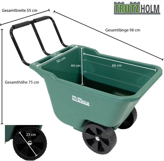 Tuinkar Kruiwagen, kantelvast 250 kg draagvermogen Kunststof bak Stalen handvat PU wielen 98x55x64 cm — afbeelding 5
