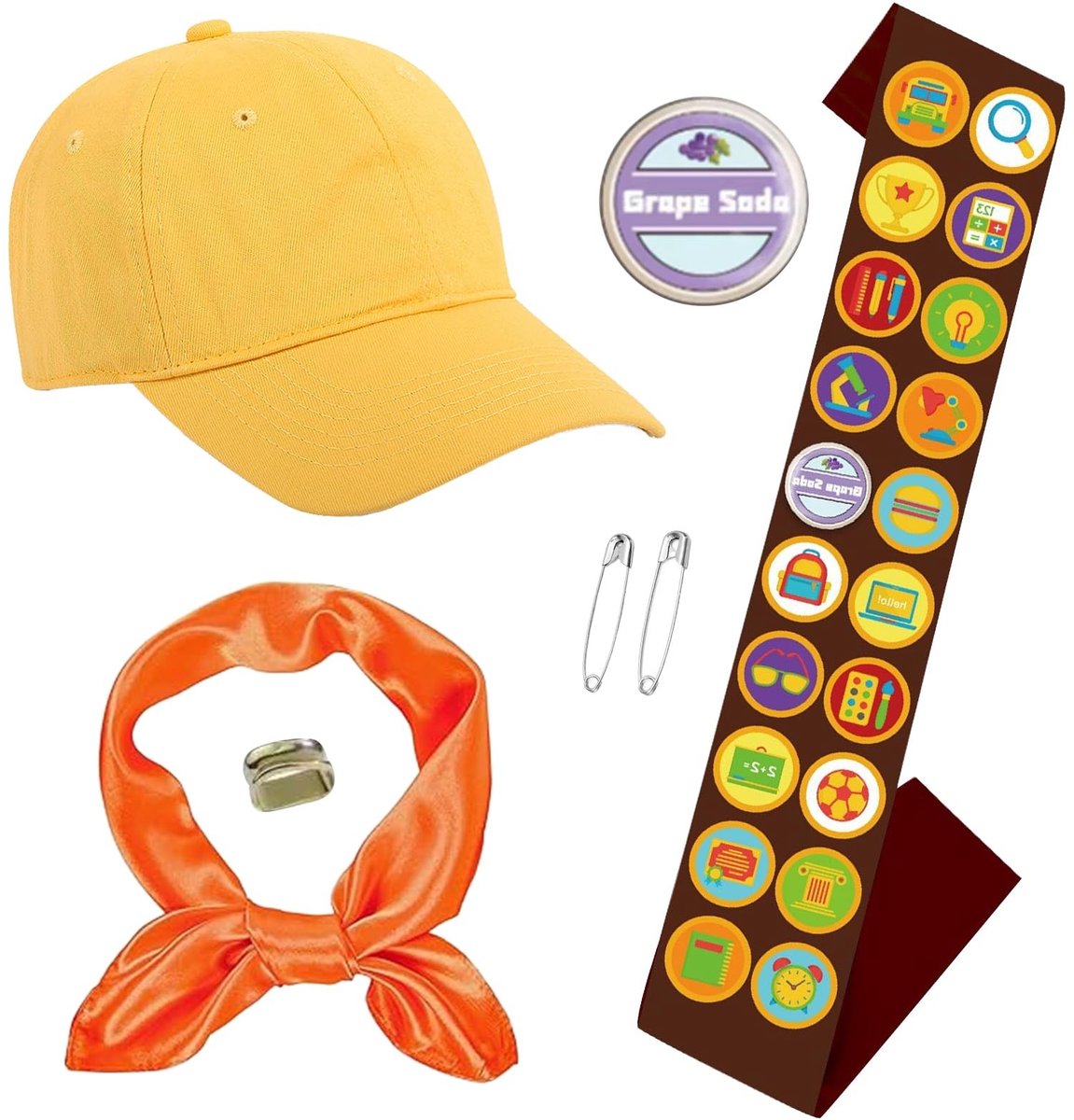 Dailygoods- Padvinder Kostuum 7 Stuks - Junglekamp Kostuum - Wildernis Ontdekkingsreiskostuum - Geborduurde Verdienstbadge - Hoed/Sjaal - Voor Carnaval/Halloween - Scout Outfit