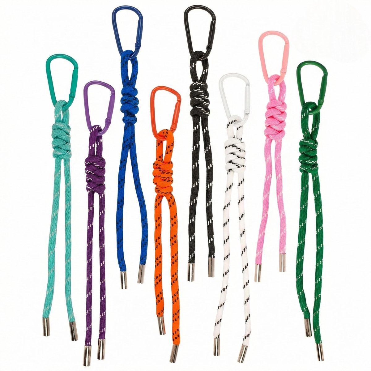 Dailygoods- Hangers Set van 8 - Karabijnhaak - Ritsverlenging - Tashanger - Sleutelhanger - 23 cm - Polyester
