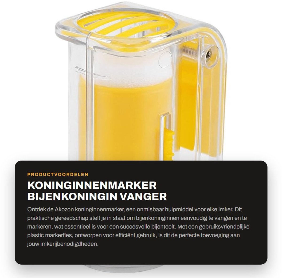 Dailygoods- Koninginnenmarker 100% gloednieuw - Bijenkoninginvanger - Kunststof - 5,5 x 4 x 9 cm - 88 gr - Plunger voor bijenteelt