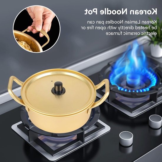 Traditionele Koreaanse Ramen Noodle Pot van Aluminium met Handvat voor Soep en Pasta - 16CM Hot Pot voor Heerlijke Maaltijden — afbeelding 2