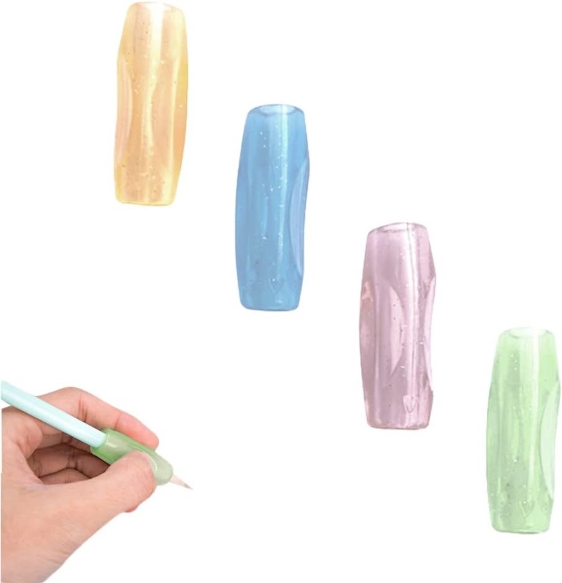 Pencil grips voor kinderen, 4 stuks ergonomische schrijfhulpmiddelen, siliconen potloodhouders voor betere handschriftontwikkeling