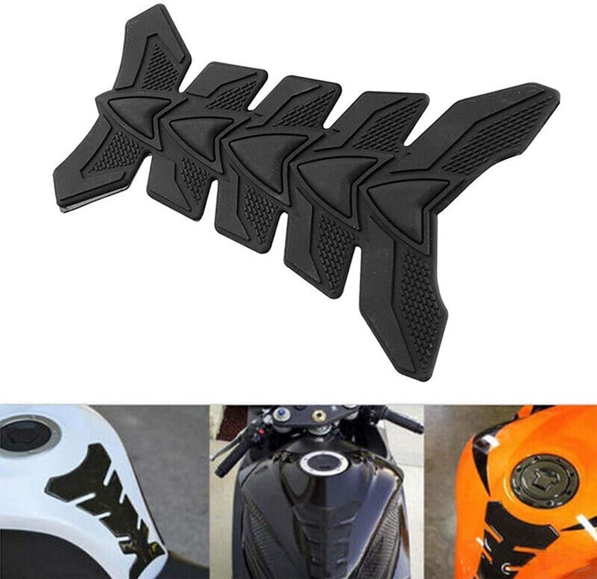 Dailygoods- Koolstofvezel Sticker - Tankpad Motor - 3D Motorfiets - Duurzaam Rubber - Universeel - Bescherming tegen Slijtage