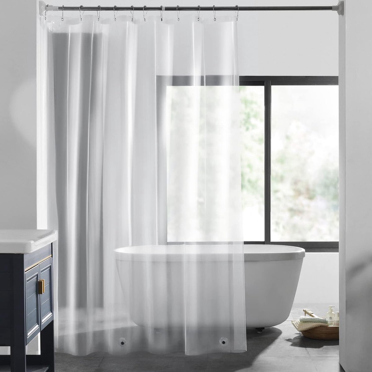 Dailygoods- Douchegordijn Waterdicht - Douchegordijn 180x200 - Milieuvriendelijke EVA - Douchegordijn met 12 Ringen - Antischimmel - Zachte en Robuuste Voering - Badgordijn