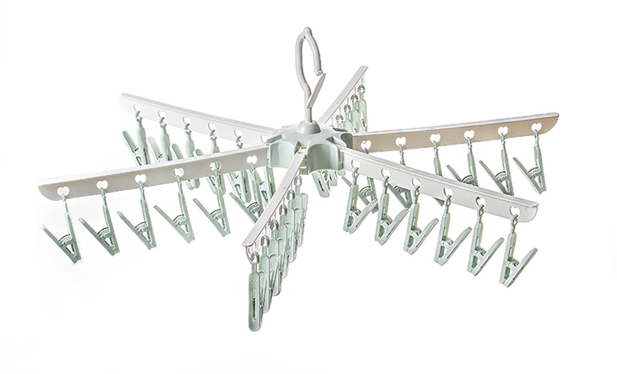 Dailygoods- Droogrek 365° draaibaar - Sokkenstandaard met 36 clips - Opvouwbaar - Multidirectionele sokkendroger - Ideaal voor ondergoed - Vrije luchtcirculatie - Sokkenrek