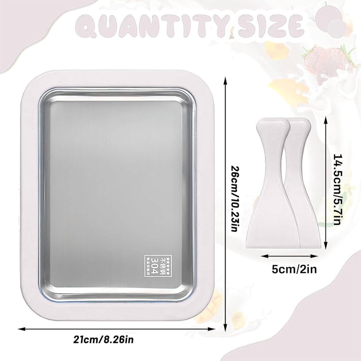 IJsplaat - IJsrolmaker - Zelf ijs maken - Handmatige bediening - 22.5 cm - Wit