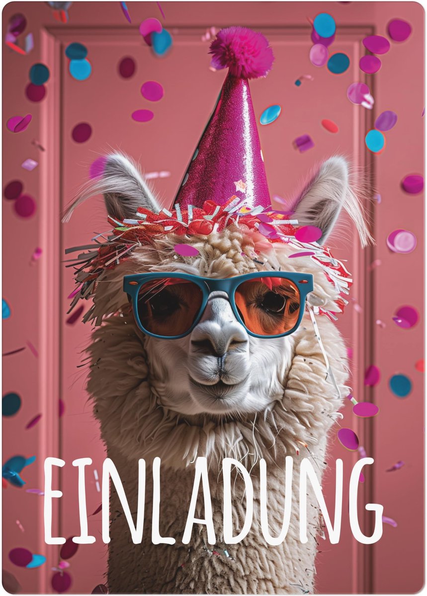 Dailygoods - Uitnodigingskaarten Lama - 12 Stuks voor Verjaardagsfeest