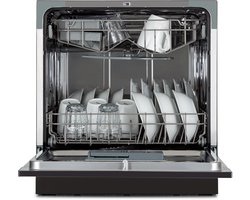 Klarstein Vaatwasser mini- voor 8 couverts, stille kleine vaatwasser met 6 wasprogramma's, kleine tafelmodel vaatwasser voor thuis, kantoor, camping, mini-vaatwasser met wateraansluiting - Vaatwasmachine - 8 Maatgedekken 49 dB 45 cm 1620W