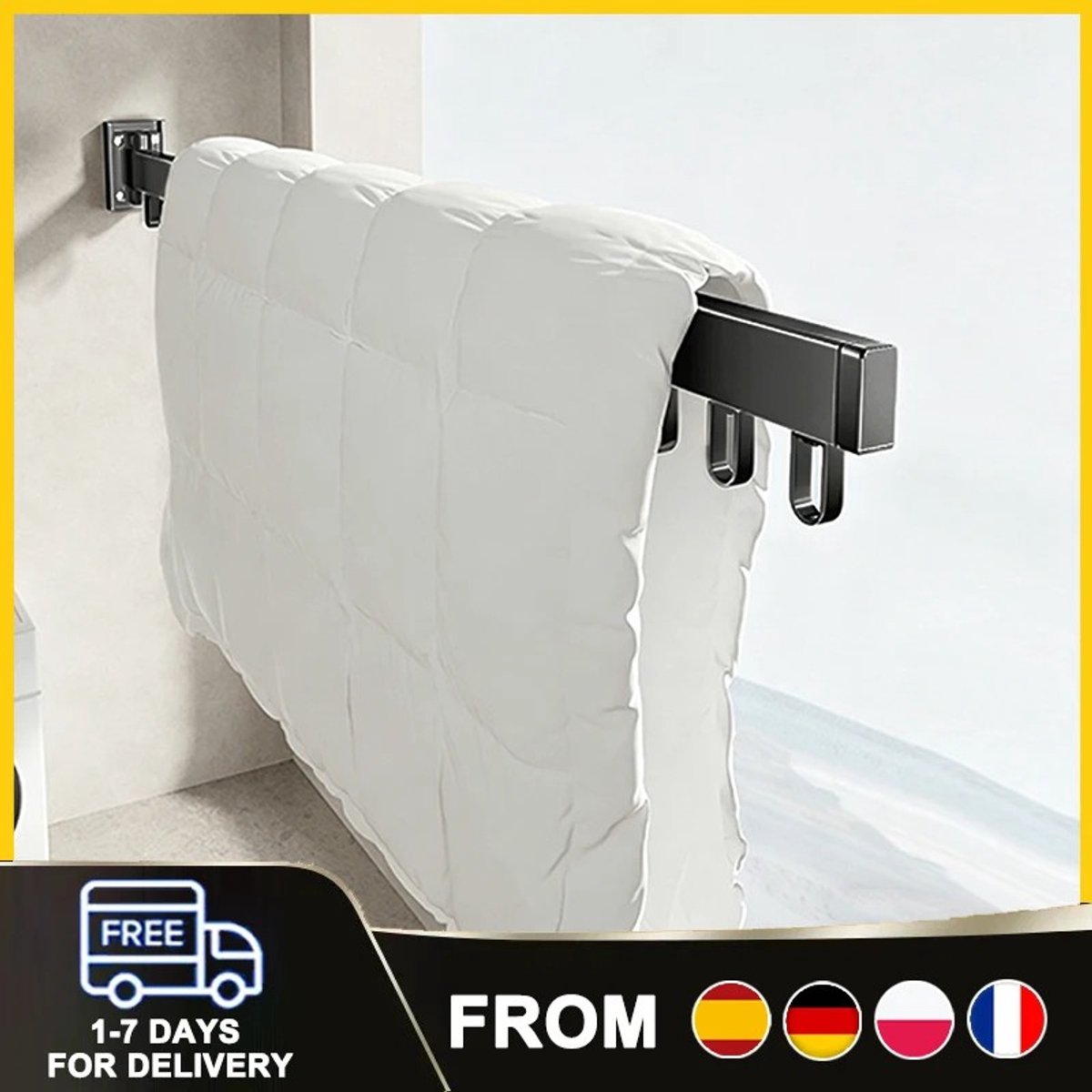 Dailygoods Aan de muur gemonteerd opvouwbaar droogrek, intrekbare kledinghanger, opvouwbare aluminium kleding voor balko