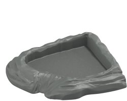 Dailygoods- Waterbak Ruimtebesparend - Schildpad/Voederbak - Terrarium/Aquarium - Anti-morsconstructie - Lichtbruin/Grijs/Zwart - 17,6x14,5x3,5 cm - Reptielenbak