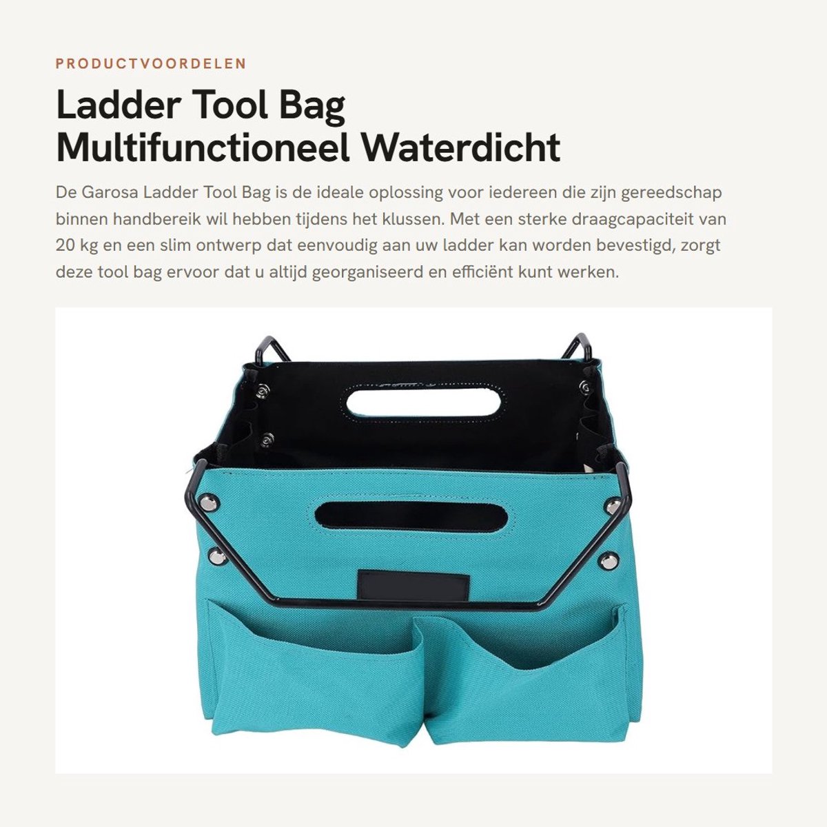 Solidchoice- Ladder Tool Bag - Waterdichte Lining - Oxford Materiaal - 5 Zijvakken - Capaciteit 20 kg - Eenvoudige Installatie - Multifunctioneel - Gereedschapstas