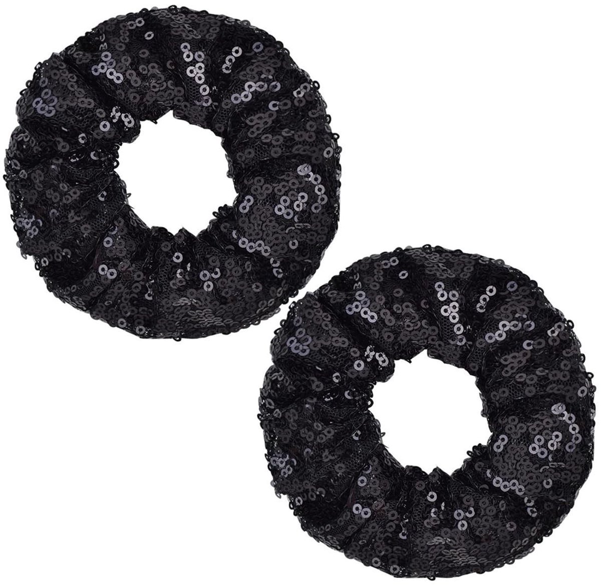 SnelShoppen - 2 Pailletten Haarelastiekjes voor Dames en Meisjes - Glinsterende Haaraccessoires - Zachte en Elastische Haarbanden - Perfect voor Feest