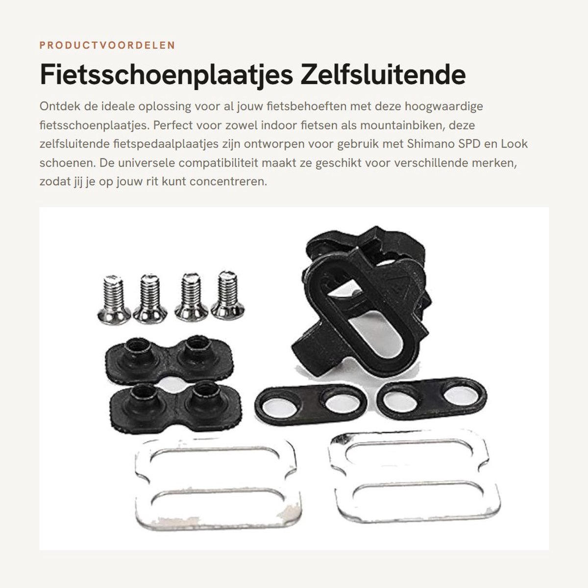 Solidchoice- Fietsschoenplaatjes Zelfsluitend - Fietspedaal - Mountainbike Accessoires - Shimano SPD/Look - Roestvrij Staal - Duurzaam - Cleats
