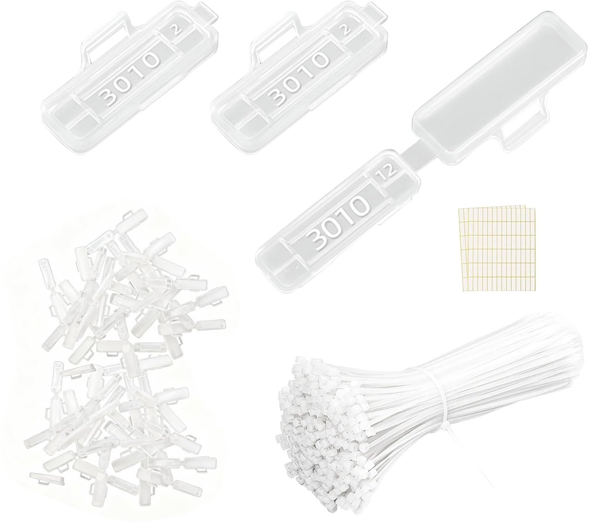 Solidchoice - OMJMYY 200 stuks kabeletiketten, herkenningsdoos met 200 herbruikbare kabelbinders, kabelbelettering, clip, waterdicht, transparant, van alle soorten kabels, voor etikettering en sortering