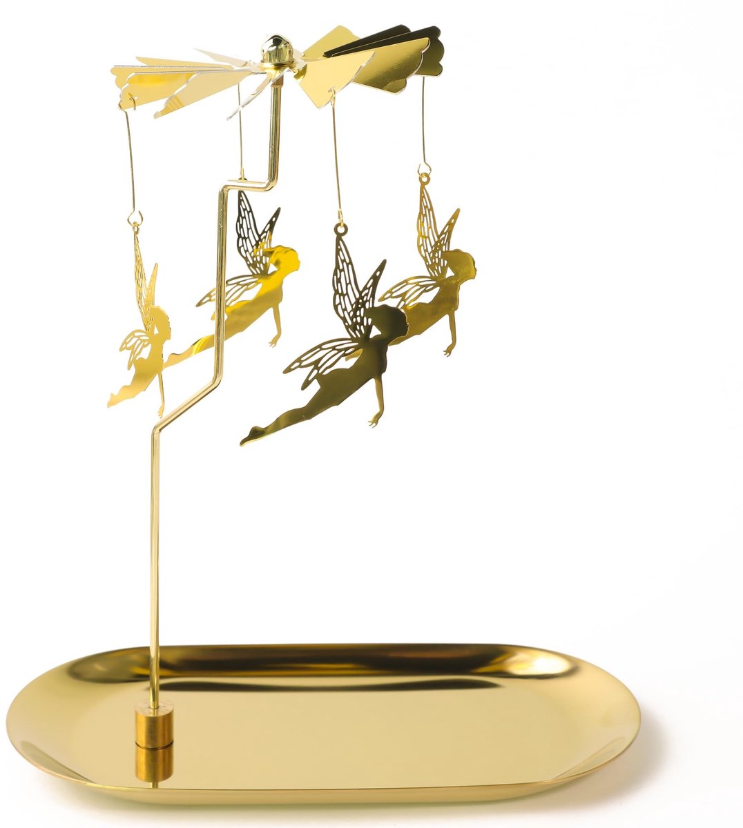 Solidchoice- Theelichthouder Draaibaar - Goudkleurige Kandelaar - Kersttafeldecoratie - Bruiloft/Feest - Automatische Rotatie - Luxe Ontwerp