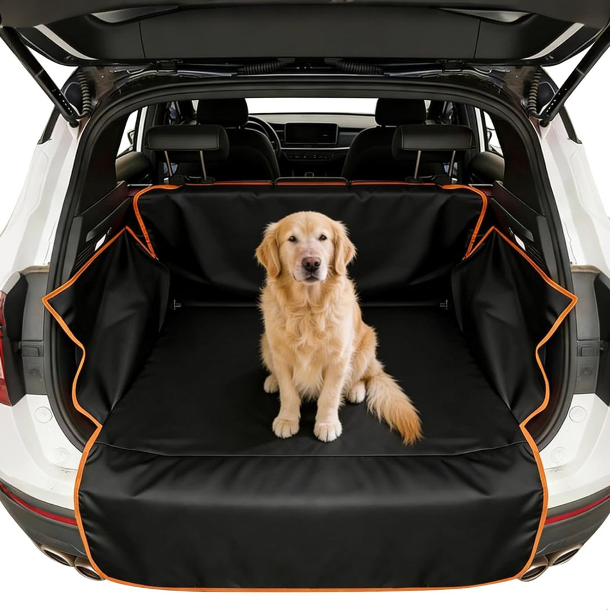 QORA® Kofferbak Beschermhoes Hond - Hondendeken Auto - Kofferbak Bescherming - Zwart/Oranje - 24cm x 20cm x 6cm