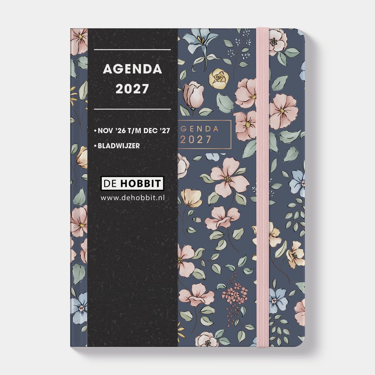 Hobbit - Soft Pocket Agenda 2027 - Agenda A6 (14 x 10,5 cm) - A6 agenda met zachte kaft - 1 week op 2 pagina's - Pastel Bloemetjes