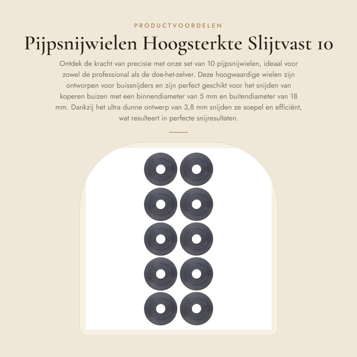 Dailygoods- Pijpsnijwielen Hoogsterkte - 10 Stuks - Slijtvast - Mangaanstaal - 3,8 mm Dun - 18 mm Buitendiameter - 5 mm Binnendiameter - Snijwielen