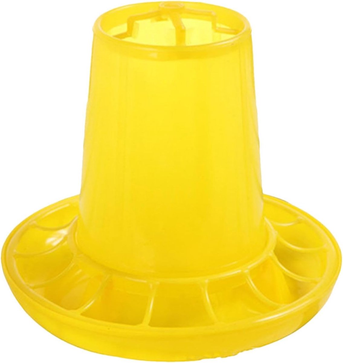 Kippenvoerbak - Pluimvee voerdispenser - Morsvrij voeren - Afneembare verdelger - 14 cm hoog - Geel