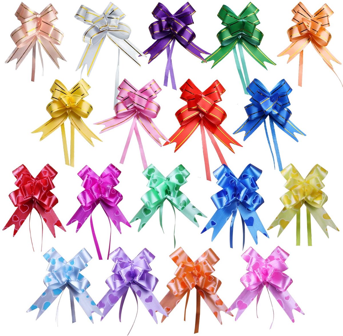 Dailygoods- Geschenkstrik 360 Stuks - Kleurrijke Cadeaustrikken - Decoratieve Strikken - Trekkoord - Feestdagen - Eenvoudig in Gebruik - Cadeau Strik