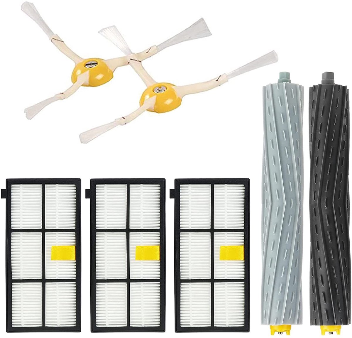 Dailygoods- Stofzuiger Onderdelen 7-Pack - Vervangende Borstels - Geschikt voor iRobot Roomba 800/900 Serie - Rubberborstel - Hoge Afvalopvangsnelheid - Slijtvast Ontwerp - Stofzuigeraccessoires