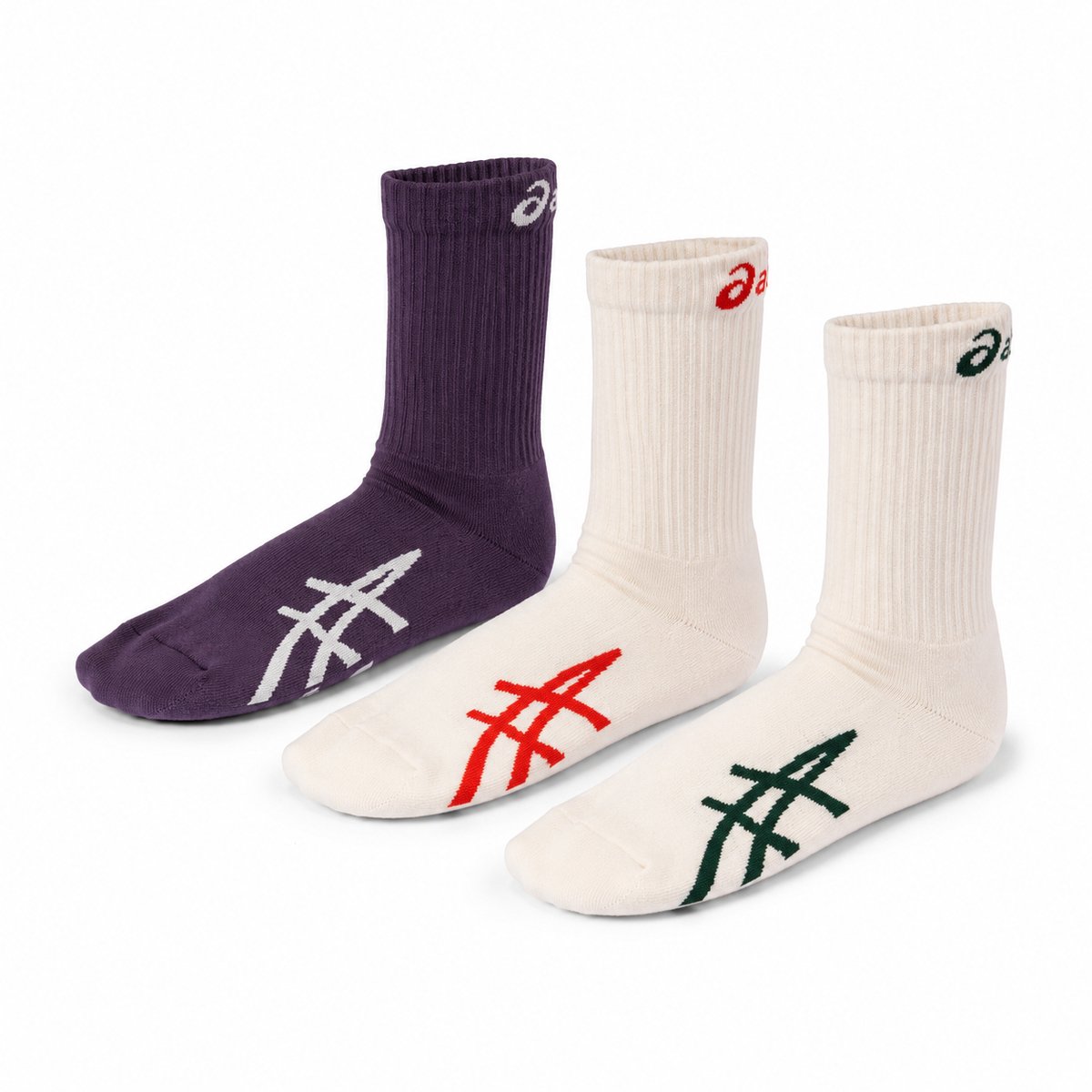 ASICS 3PPL Crew Sock Sokken 47-49 Brill /Lavender Gr/Rainy L/ R Lavendel 3-Pack Training Paars