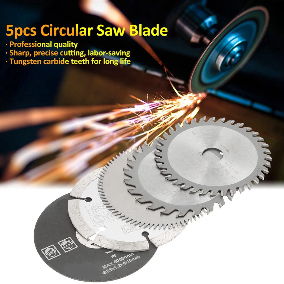Dailygoods - Set van 5 Carbide Circulaire Zaagbladen voor Snijmachines