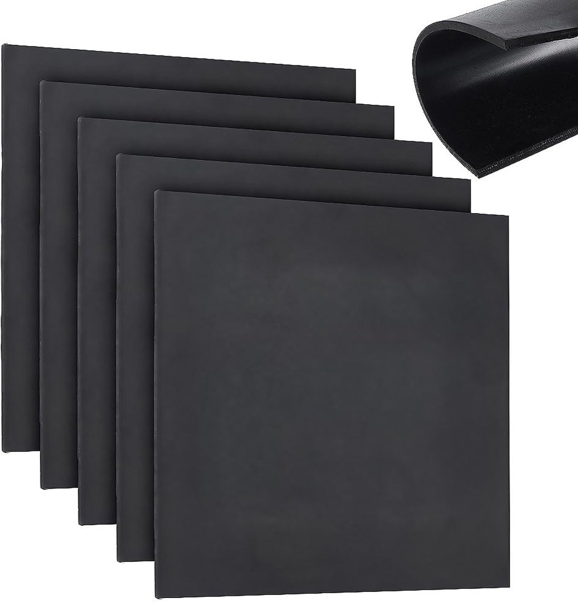 Dailygoods- Rubberen Vellen 1/4 Inch Dik - 8x8 Inch - Massief Rubber - Neopreen Crashdempingspad - Afdichting - Trillingsdemping - Duurzaam Materiaal - Rubbermat