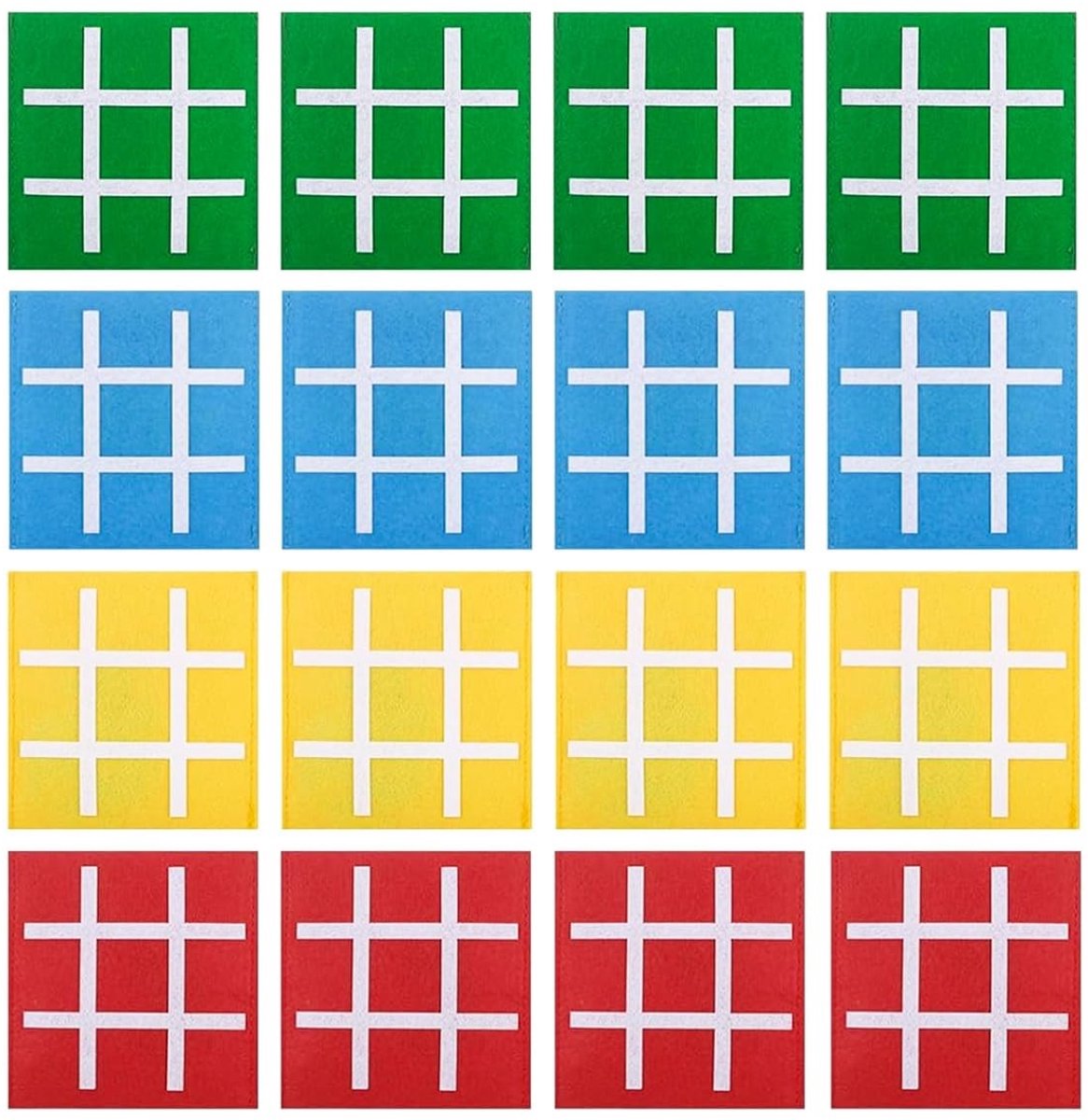 Dailygoods- Tic Tac Toe-spel 16 stuks - Educatief Speelgoed - Bordspel voor Kinderen - Creatief Spel - Hand-oog Coördinatie - Viltmateriaal 12x12 cm