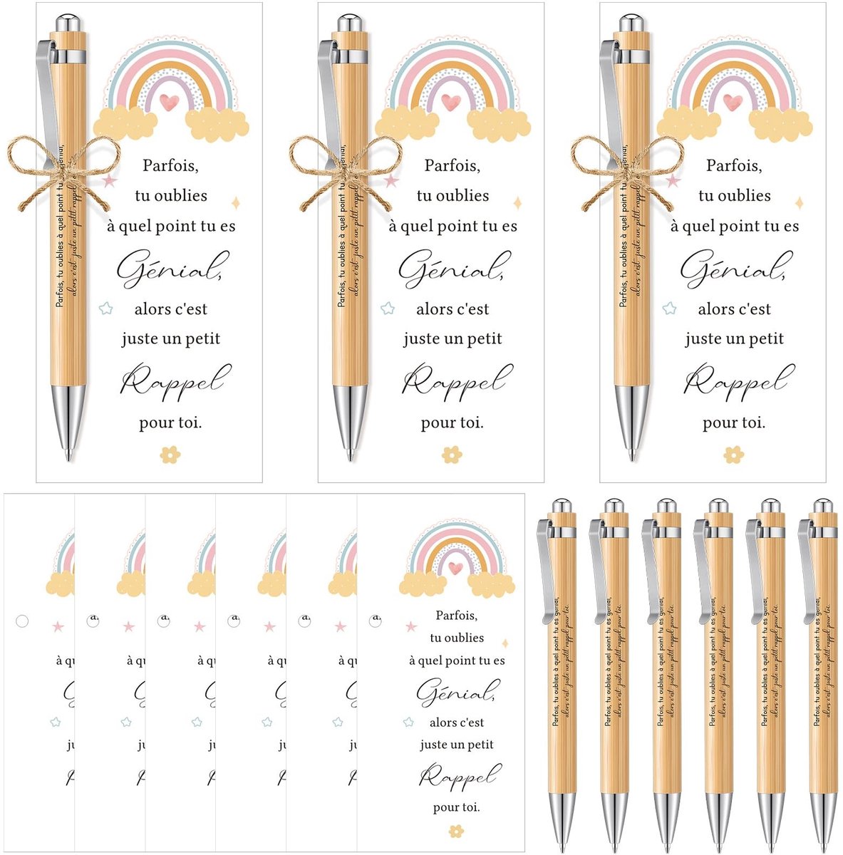 Dailygoods- Balpennen Set - 6 Inspirerende Pennen - 6 Bladwijzers - Cadeauset voor Collega's - Teamcadeau - Lichtgewicht en Draagbaar - Schrijfgerei