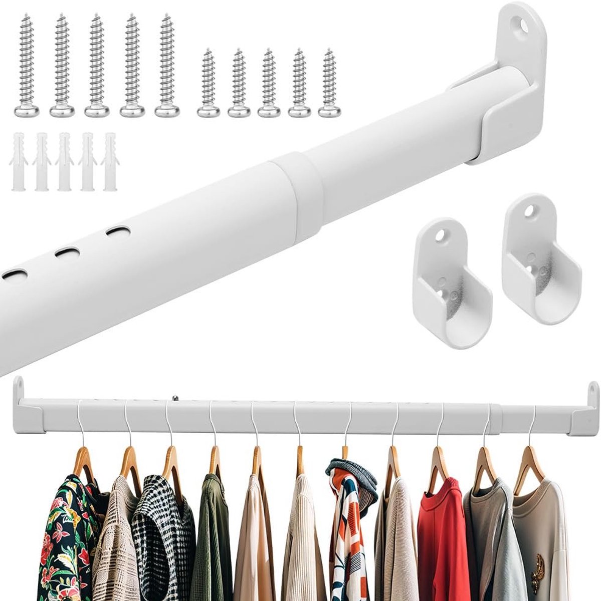 Dailygoods- Douchestang Verstelbaar 42-70 cm - Telescoopstang - Metalen Gordijnroede - Robuust - Geschikt voor Badkamer/Balkon