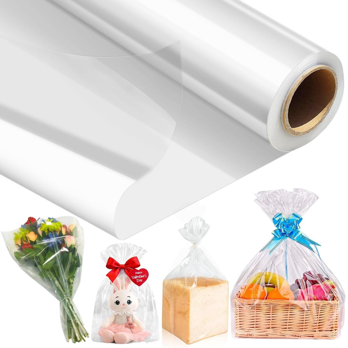 Dailygoods- Cellofaanfolie 86 cm x 30 m - Transparante Cadeaufolie - Inpakpapier voor Bloemen - Geschenkmanden - Opvouwbaar - 3 mm Dikte - Cadeaupapier