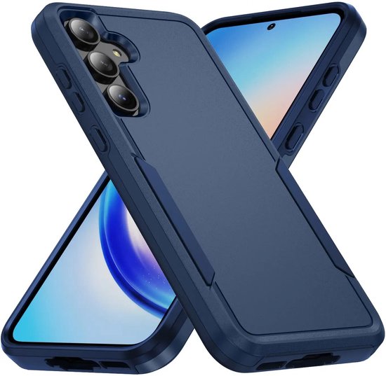 Coque arrière compatible avec Samsung Galaxy A55 | Coque robuste | Housse de protection | Coque rigide antichoc | Antichoc | Contre les chutes | Bleu