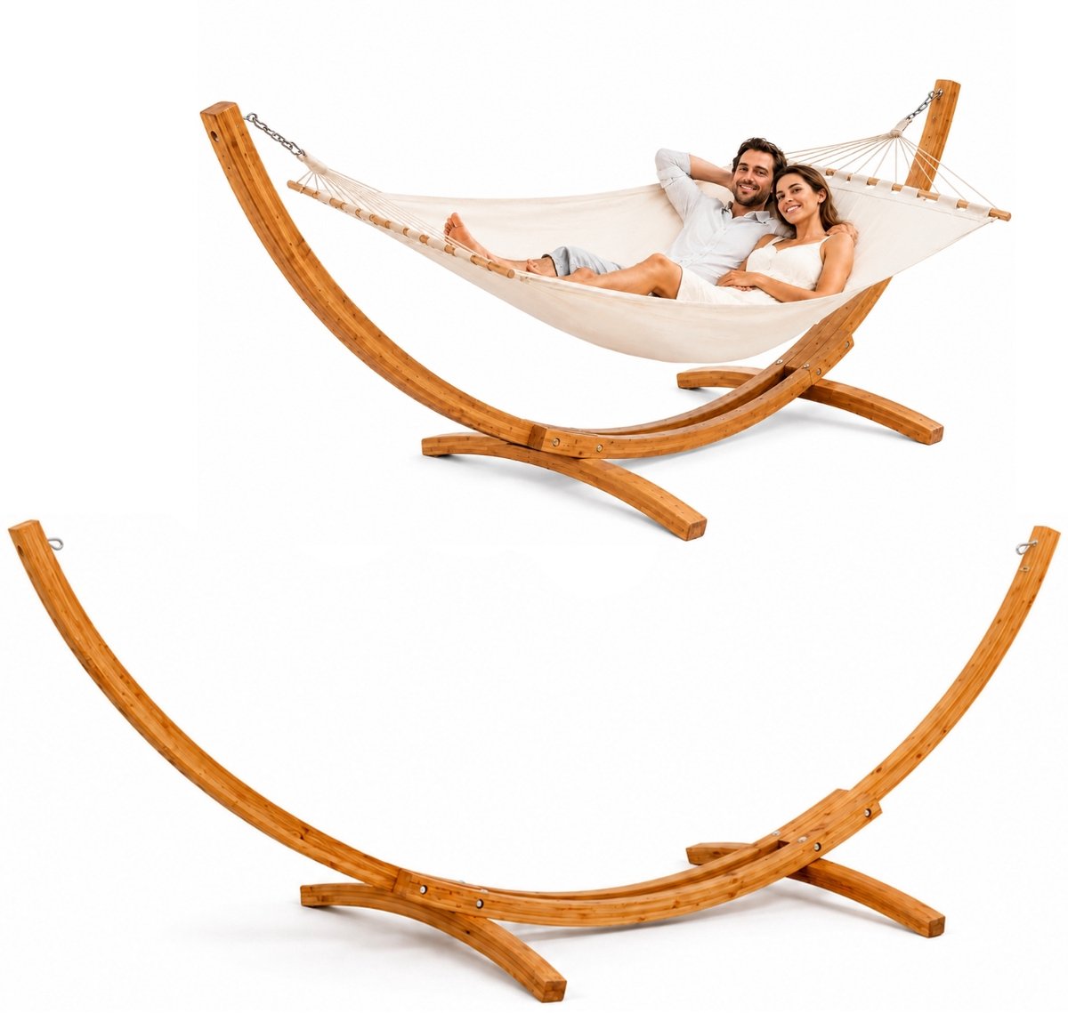 AMANKA XL Hangmat Standaard 325 cm voor 2 Personen tot 200 kg - Weerbestendig Buitenframe Tuin Terras Balkon Patio - Robuust Rek zonder Schommel Inbegrepen