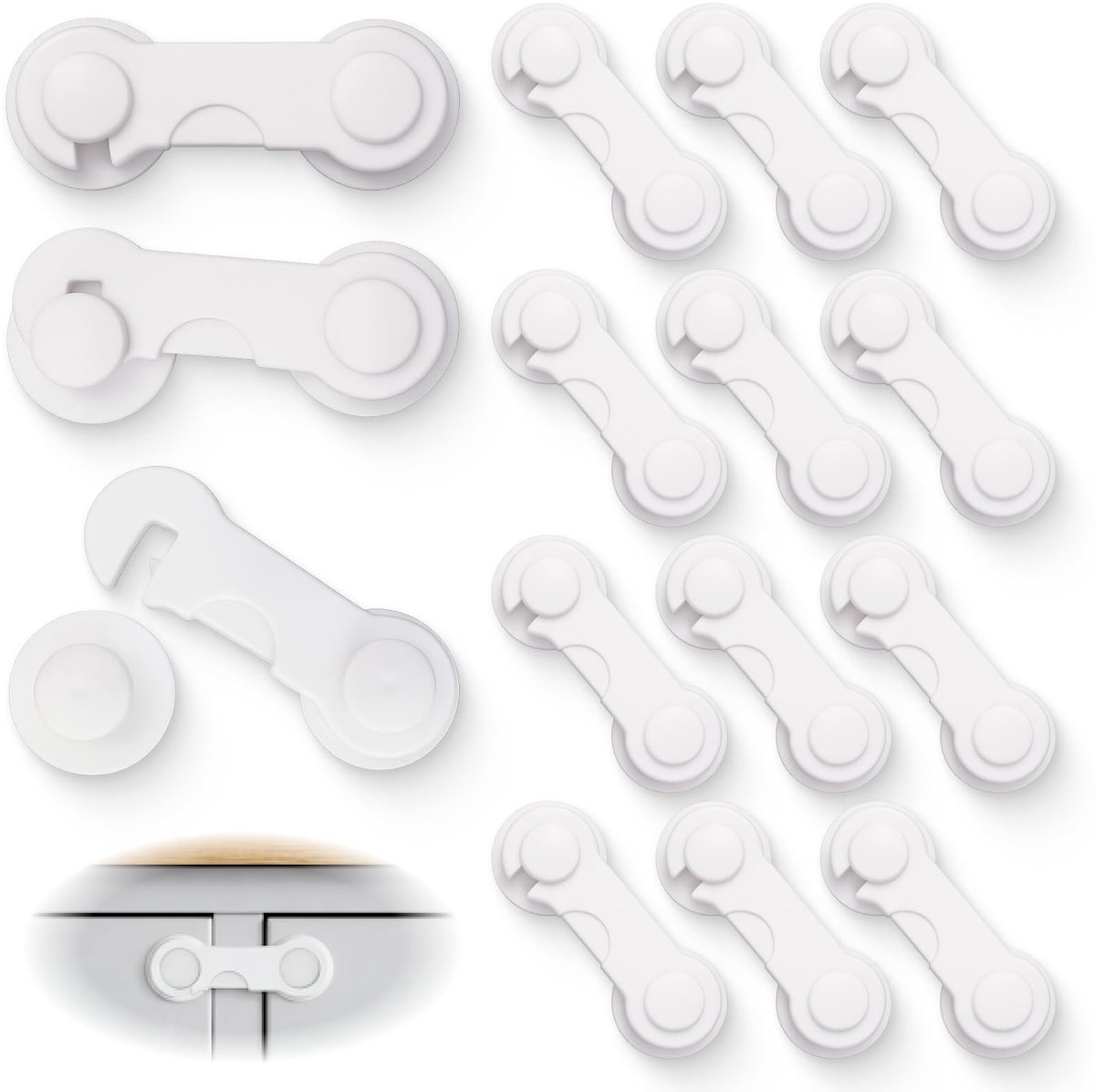 Dailygoods - 15 stuks Kinderslot voor kasten en lades - zelfklevend, zonder boren