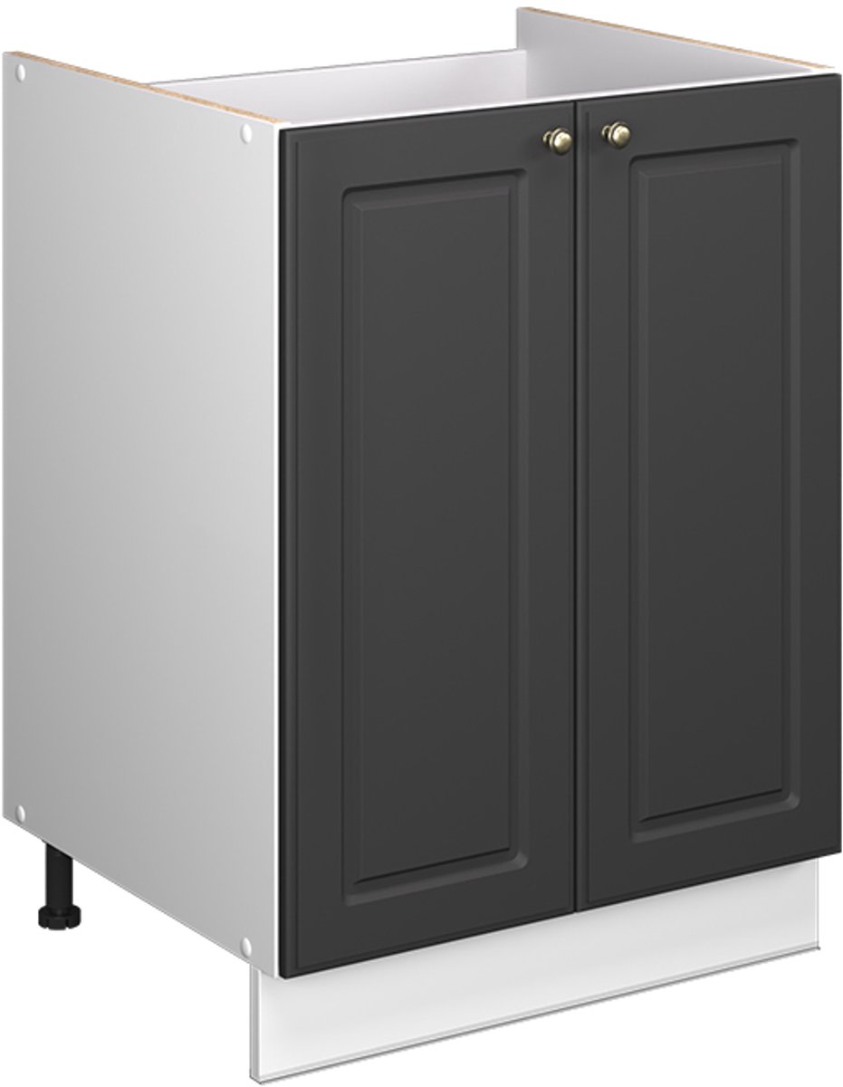Vicco Wastafelkast Fame-Line, Anthrazit-Gold Landhaus/Wit, 60 cm