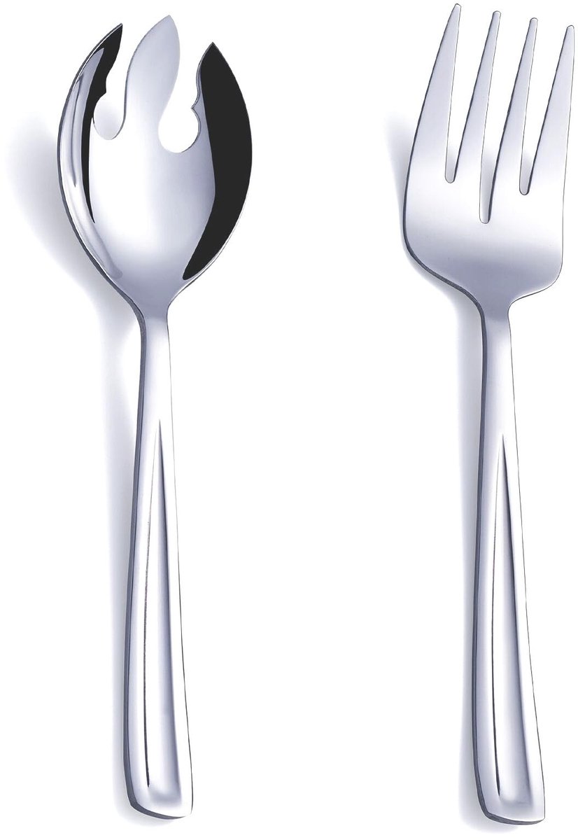 Dailygoods- Salade Server Set 9,5 inch - 2-delige Set - Roestvrij Staal - Vaatwasmachinebestendig - Serveergereedschap - Elegant Patroon - Serveergerei