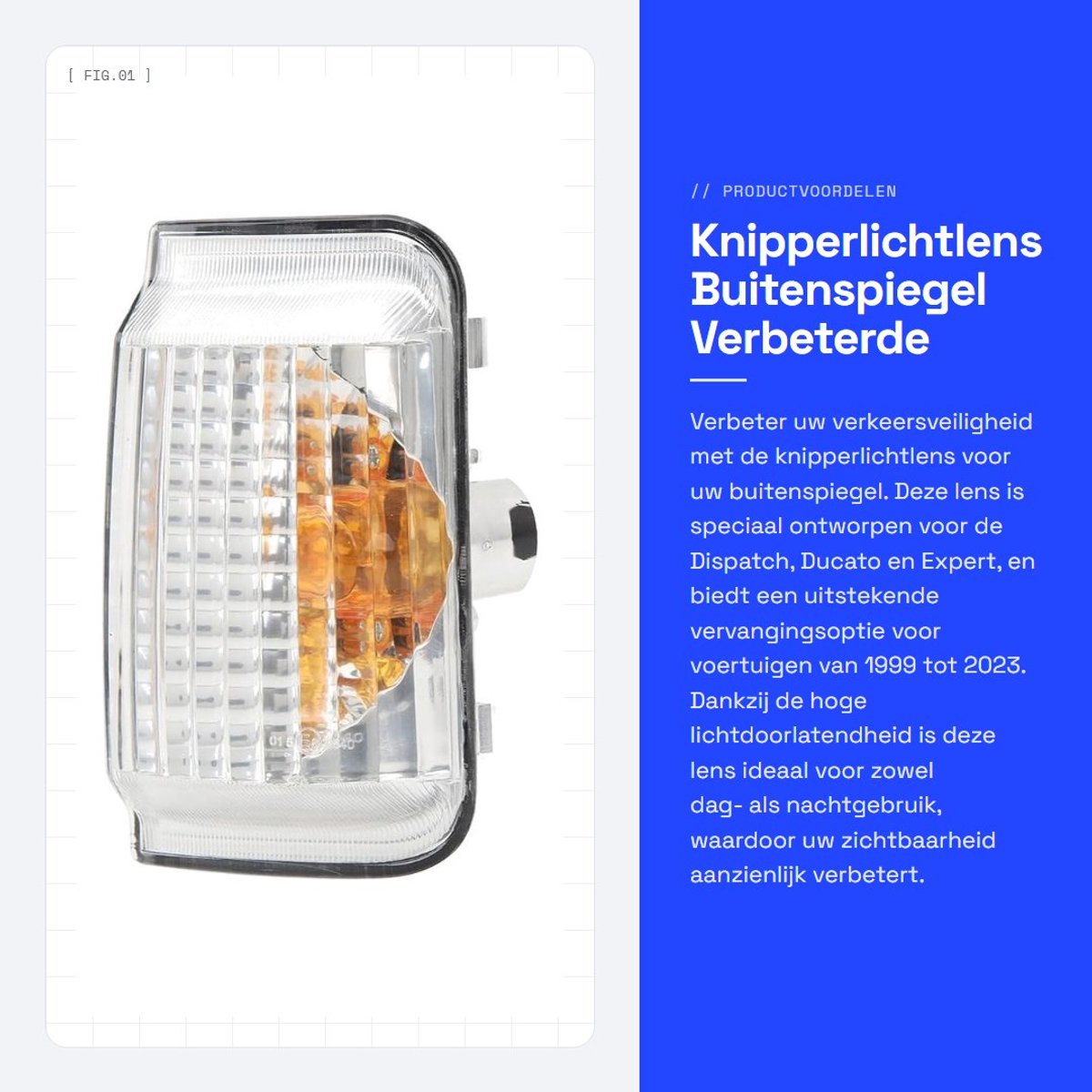 Dailygoods- Knipperlichtlens Buitenspiegel - Vervanging voor Dispatch/Ducato/Expert - Eenvoudig te installeren - Langdurig PC-materiaal - Hoge lichtdoorlatendheid - Bestand tegen barre weersomstandigheden