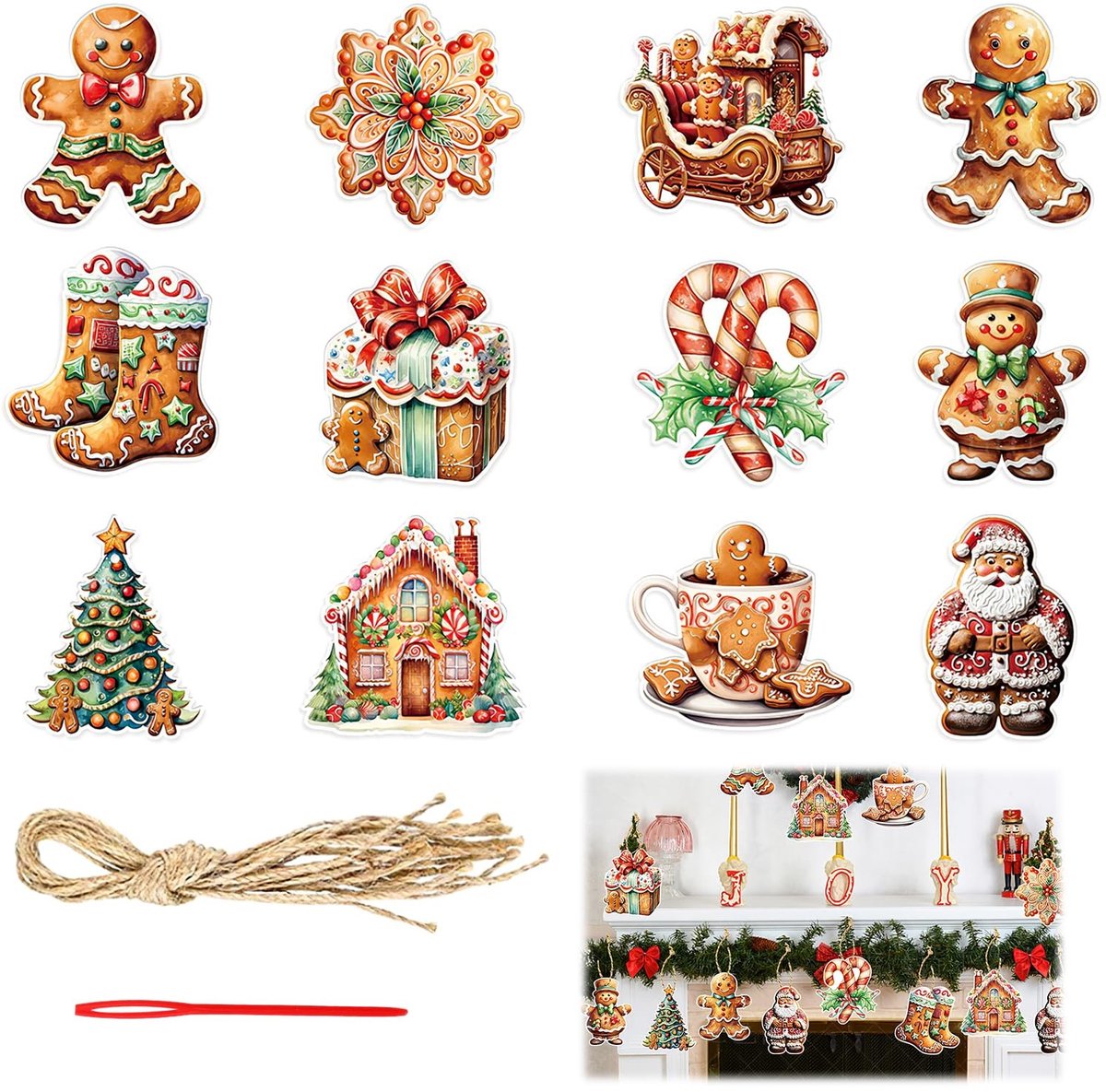Dailygoods - 24 Stuks Kerstboomversiering - Papieren Hangers voor DIY Decoratie