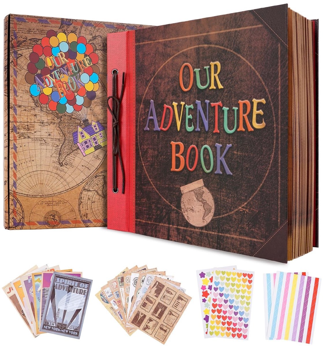 Dailygoods- Fotoalbum 30x30 cm - Scrapbook - Vintage Stijl - Reisdagboek - Cadeau voor Moederdag - Inclusief Stickers - Hoogwaardige Kwaliteit